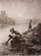 Jean Francois Millet Peasant washing the clothes Sweden oil painting artist